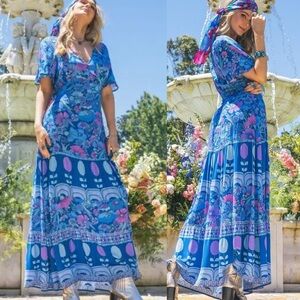 Nine Lives Bazaar Garden Party Dress in Lapis